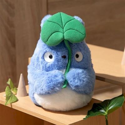 Peluche Mon voisin Totoro Ghibli : Nakayoshi Totoro Bleu avec feuille