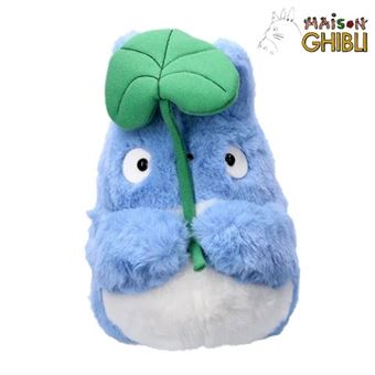 Peluche Mon voisin Totoro Ghibili : Nakayoshi Totoro Bleu avec feuille