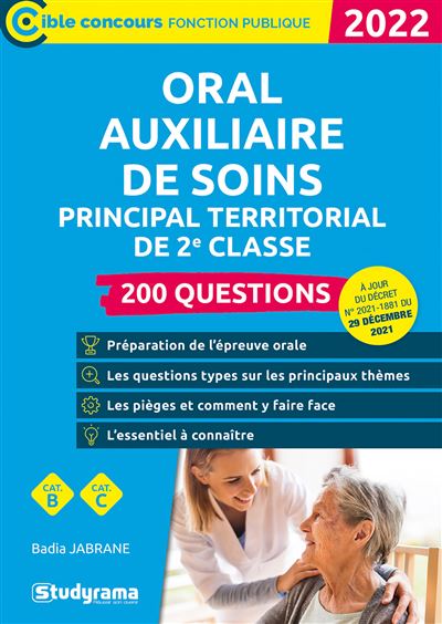 Oral – Auxiliaire de soins principal territorial de 2e classe – 200 questions - Badia Jabrane - broché