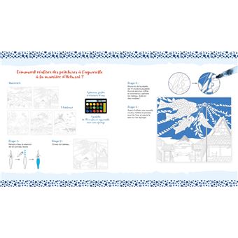 L'art à la manière d'Hokusai - Peinture aquarelle - boîte avec accessoires