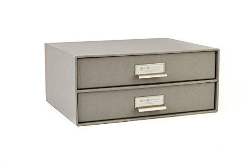 BIRGER - COFFRET 2 TIROIRS - GRIS FLANELLE
