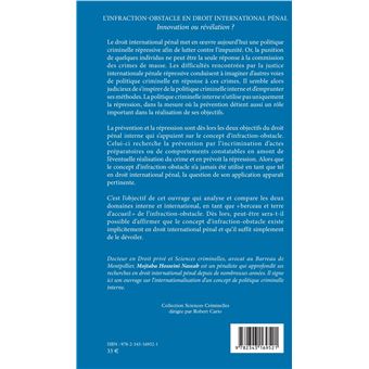 L'infraction-obstacle en droit international pénal