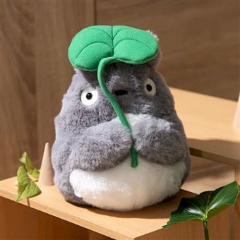 Peluche Mon voisin Totoro Ghibili : Nakayoshi Totoro Gris avec feuille