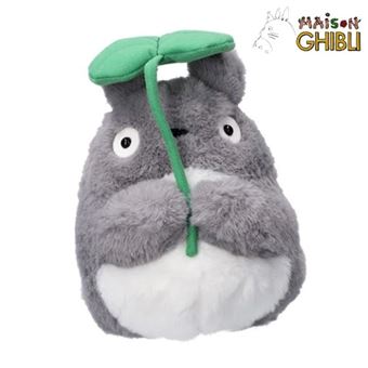 Peluche Mon voisin Totoro Ghibili : Nakayoshi Totoro Gris avec feuille