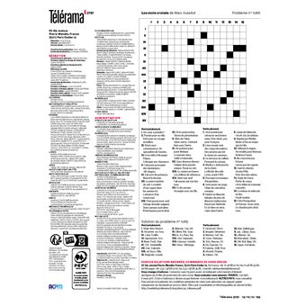 Les mots croisés Télérama numéro 6
