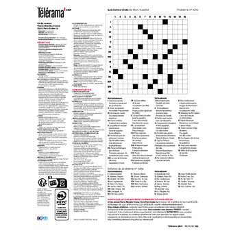 Les mots croisés Télérama numéro 6