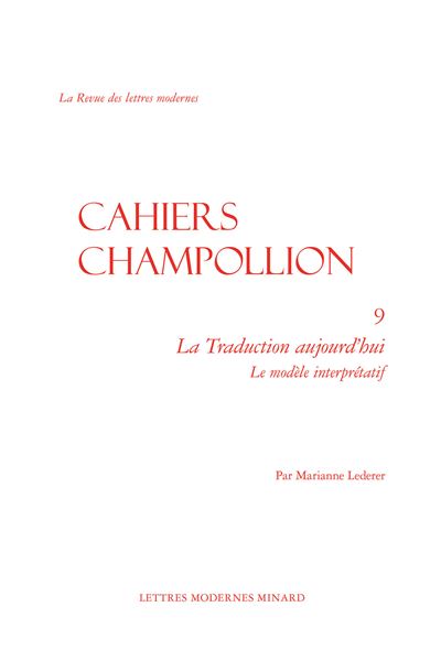 La traduction aujourd'hui - le modèle interprétatif