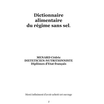 Dictionnaire alimentaire du régime sans sel