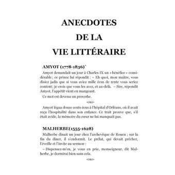 Anecdotes de la Vie Littéraire