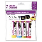 Sachet De 4 Crayons Slow & Art + 5 Cartes Animaux Blanc