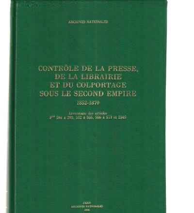 Controle de la presse de la librairie et du colportage