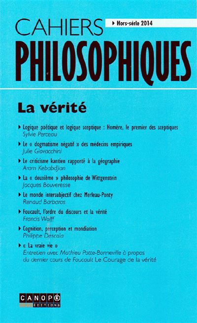 Cahiers philosophiques,hs 2014:la verite