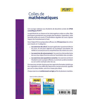 Colles de Mathématiques - PT/PT* - Programme 2022