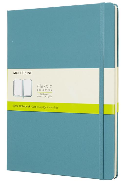 Carnet à pages blanches Moleskine Très grand format rigide Bleu lagon