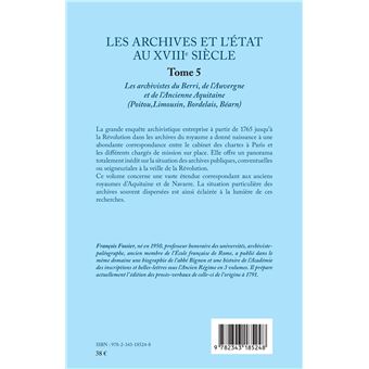 Les archives et l'Etat au XVIIIe siècle