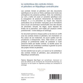 Le contentieux des contrats miniers et pétroliers en République centrafricaine