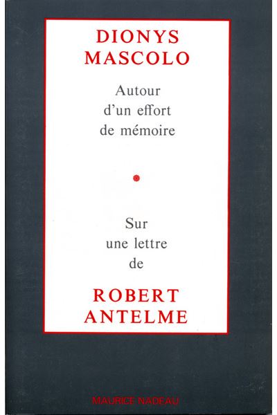 Autour d'un effort de mémoire - Sur une lettre de Robert Ant