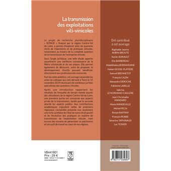 La transmission des exploitations viti vinicoles