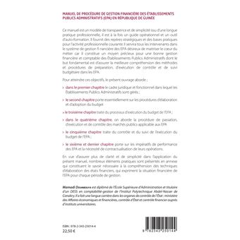 Manuel de procédure de gestion financière des établissements publics administratifs (EPA)
