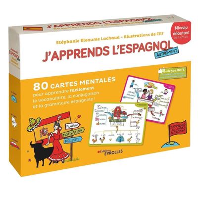 J Apprends L Espagnol Autrement Niveau Debutant 80 Cartes Mentales Pour Apprendre Facilement La Grammaire La Conjugaison Et Le Vocabulaire Espagnols 1 Livret Explicatif Boite Ou Accessoire Stephanie Eleaume Lachaud