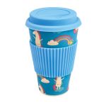 Mug en bambou Woodway motif licorne magique bleu