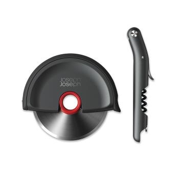 Coffret roulette à pizza et tire-bouchon limonadier Joseph Joseph L'Artiste BarWise Noir et rouge - 1