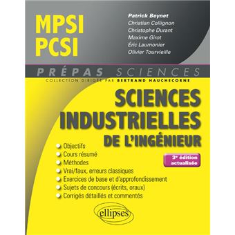 Sciences industrielles de l'ingénieur MPSI PCSI 3e Niveau PREMIERE | Sciences Industrielles de l'Ingénieur