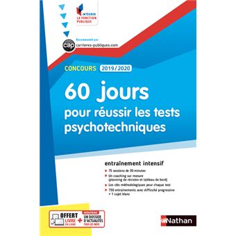 Concours Administratifs 2019 2020 Numero 56 60 Jours Pour Reussir Les Tests Psychotechniques Ifp 60 Jours Pour Reussir Les Tests Psychotechniques Tome 56 Broche Elisabeth Simonin Achat Livre Ou Ebook Fnac