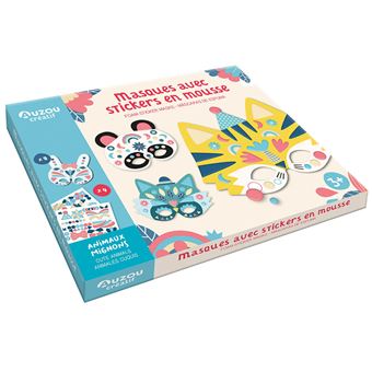 Mon coffret d'artiste - masques avec stickers en mousse - animaux mignons