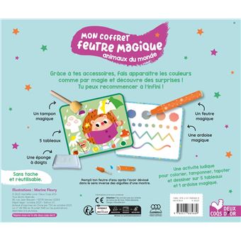 Coffret feutre magique - 5 tableaux à colorier et tamponner - coffret avec accessoires