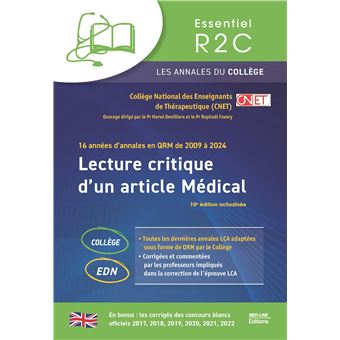 Annales lecture critique d'un artcle medical 2009-2024