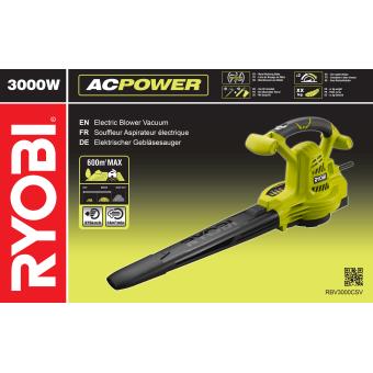 Ryobi Souffleur aspiro-broyeur électrique RYOBI 3000W 2en1 RBV3000CSV