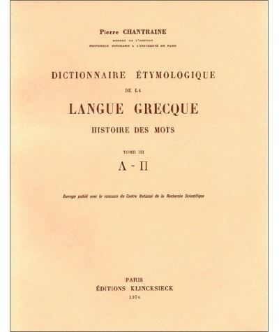Dictionnaire étymologique langue grecque
