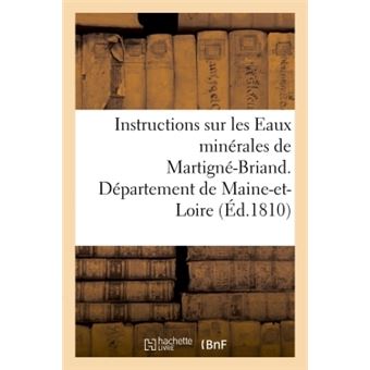 Instructions sur les Eaux minérales de Martigné-Briand, Département de Maine-et-Loire