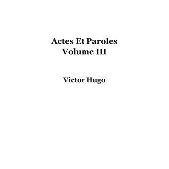 Actes Et Paroles