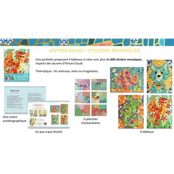 L'art à la manière de Gaudi - mosaïques animaux - pochette avec accessoires