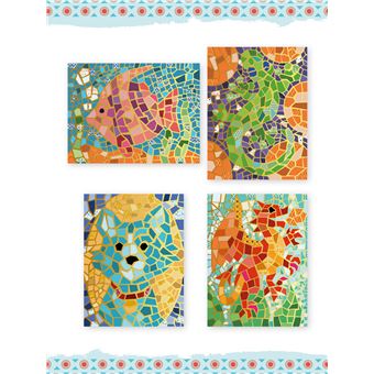 L'art à la manière de Gaudi - mosaïques animaux - pochette avec accessoires