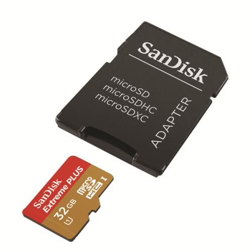 SanDisk Carte mémoire Extreme+ microSDHC 32 Go Class 10 + adaptateur