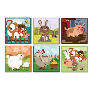 Puzzle Cubes Janod – Ferme – 9 Cubes En Carton FSC, 6 Puzzles Animaux, Dès 2 Ans, Peinture à L’eau