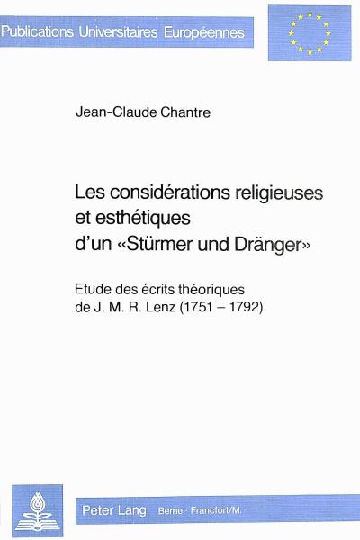 Les Considérations religieuses et esthétiques d'un  Stürmer und Dränger