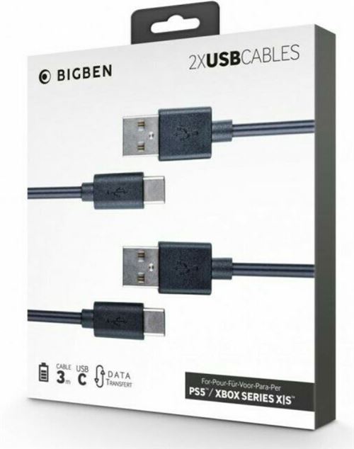 FIB RMS BE C&acirc;ble de recharge Nacon 2x cables de charge PS5/Xbox Series 3m
