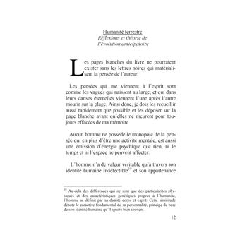 Humanité terrestre réflexions et théorie de   l'évolution anticipatoire