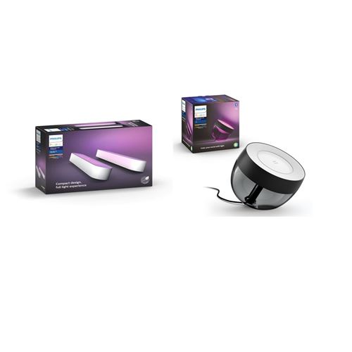 Pack Lampe connectée Philips Hue Play x2 Blanc + Lampe connectée Philips Hue Iris Noir
