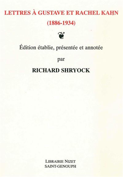 Lettres a gustave et rachel kahn