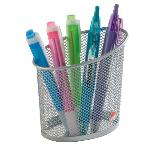 ALBA MESH POT A CRAYONS ARGENT
