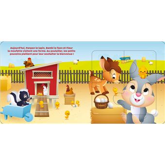 DISNEY BABY - Mon Premier Livre Puzzle - 5 puzzles 4 pièces - Panpan et la ferme