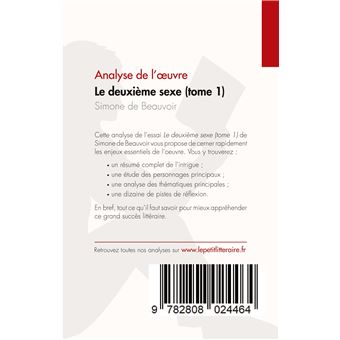 Le deuxième sexe (tome 1) de Simone de Beauvoir (Analyse de l'oeuvre)