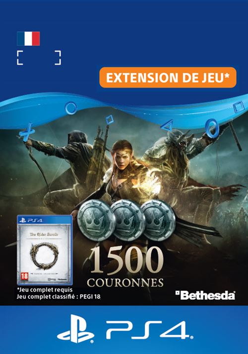 Pochette avant du jeu Code de téléchargement extension DLC The Elder Scrolls Online 1500 Couronnes PS4