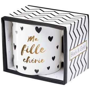 Mug Black & Gold Porcelaine Fine "Jusqu'au Bout Du Monde