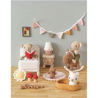 Vernijtrdy Support de poupée au crochet - Double aiguille en acier - En feutre - Base en bois - Support de figurine d'action